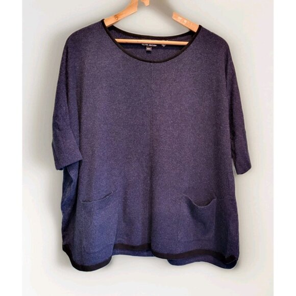 Repeat Silver Edition Navy Black Cashmere Oversized Boxy Lagenlook Sweater S - Picture 1 of 8